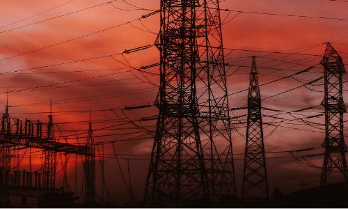 Photo of pylons at sunset