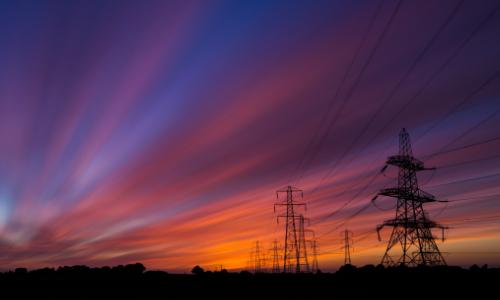 Photo of pylons at sunset